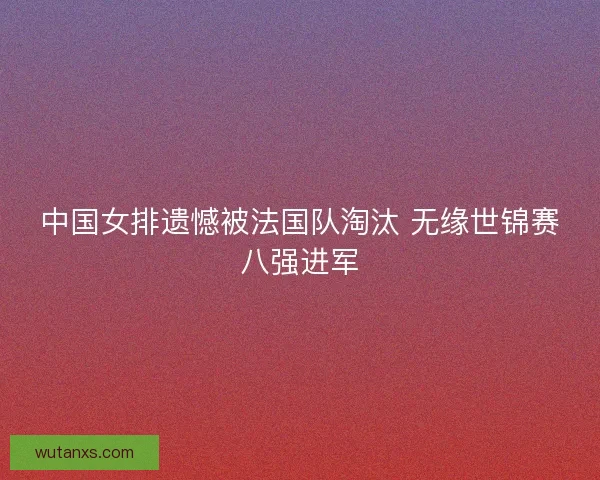 中国女排遗憾被法国队淘汰 无缘世锦赛八强进军
