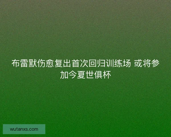 布雷默伤愈复出首次回归训练场 或将参加今夏世俱杯